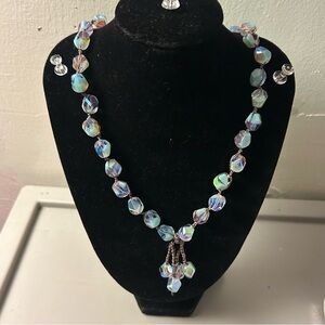 Iridescent Multicolor Bead Necklace with Tassel Detail